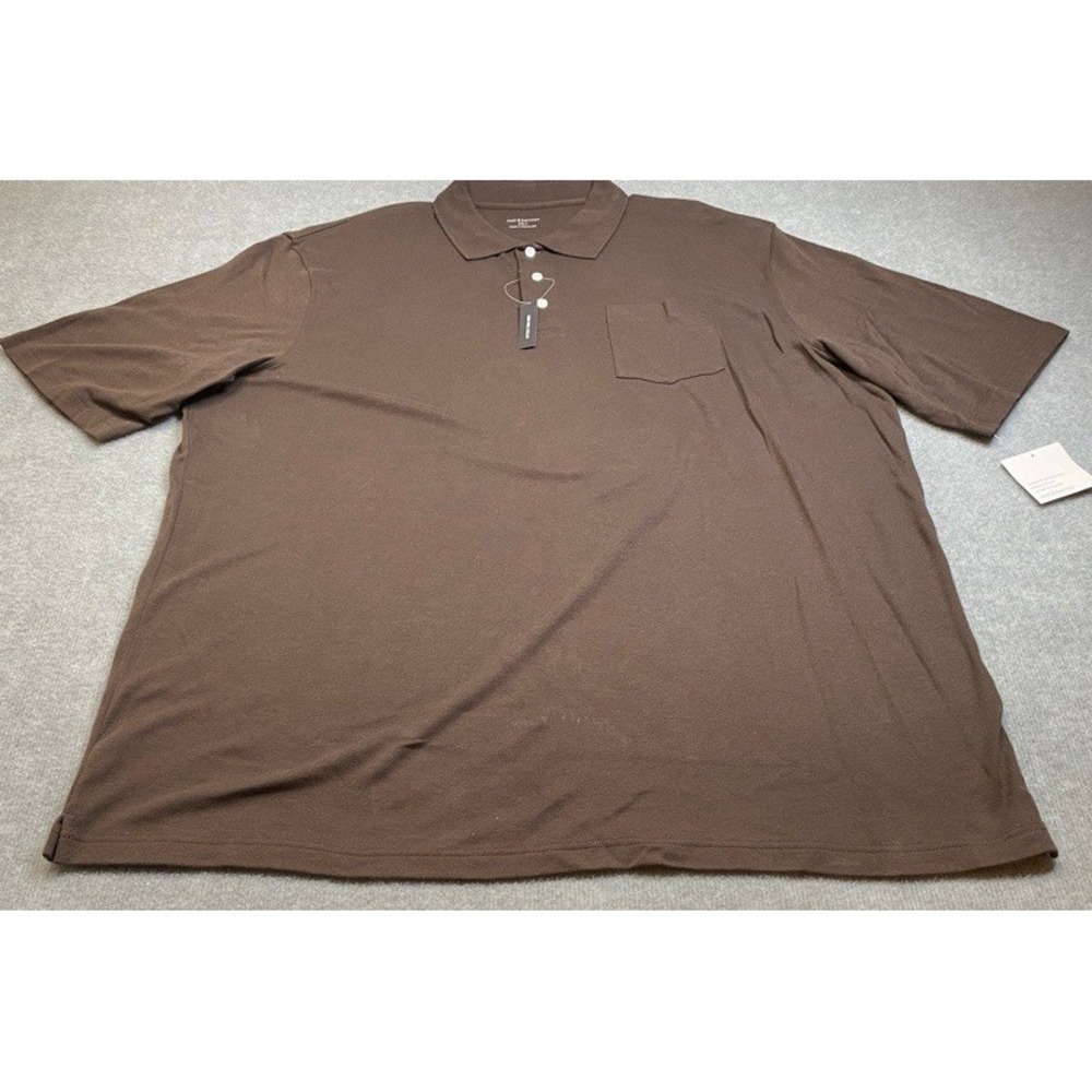 Croft & Barrow Polo Shirt Mens 2XLT Brown Short Sleeve Pocket Cotton 11733